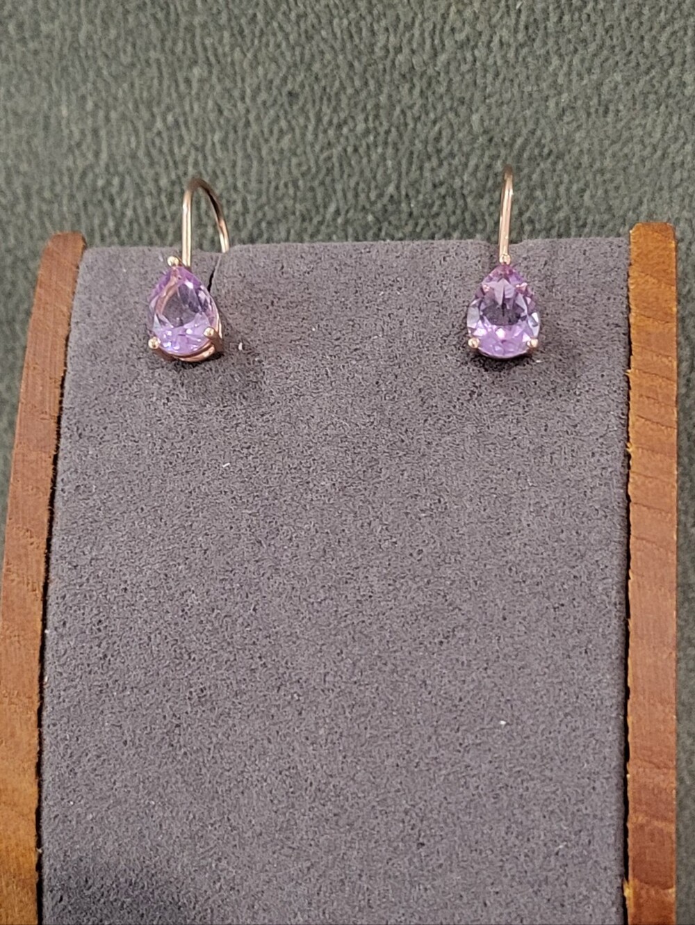 Delicate Teardrop Purple Amethyst Leverback Earrings